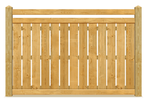 Horizontal Top Rail Spaced Picket wood fence in Upstate of South Carolina