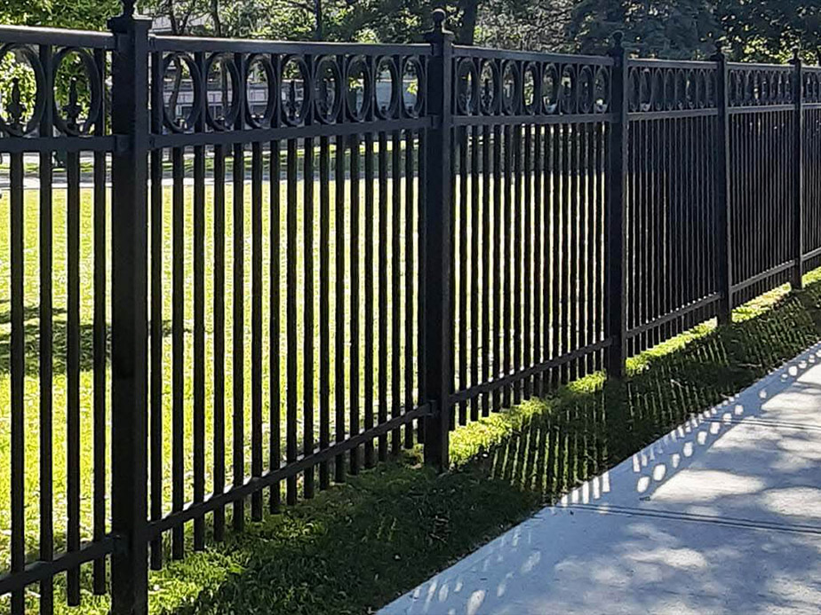 Ornamental steel fence installation
